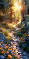 The Enchanting Beauty of a Rocky Forest Path