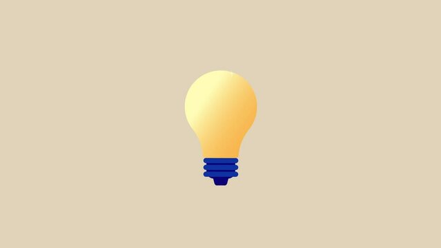 Idea light bulb animation - Animated flat design vector illustration of lightbulb popping in and turning on light. Innovation, inventing and ideas concept