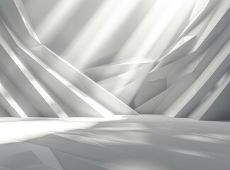 Abstract White Architectural Interior with Light Rays