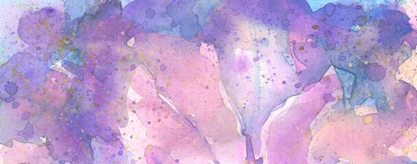 Modern art Abstract watercolor, ink  flow blot smear brushstroke painting. Lilac, beige color...