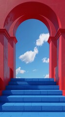 Fototapeta premium Blue Stairway to Red Archway