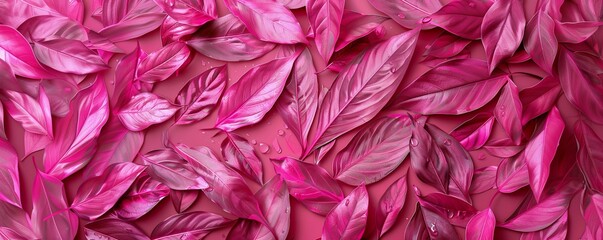 small pink plant leaves all over pink background