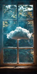 Small cloud floats in front of the window
