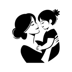 silhouette of a mother holding baby illustration happy mothers day specials, Cute Mom And daughter with heart Mother's day logo, illustration of  a woman holding a child mothers day special