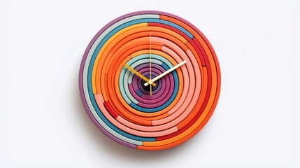 Colorful wall clock on white background