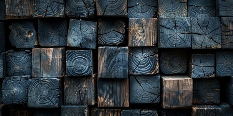 Black wooden block background texture