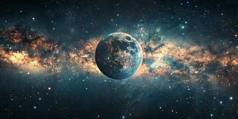 Blue Planet Earth in Deep Space with Stars and Nebula