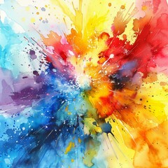 Abstract Watercolor Explosion of Colors