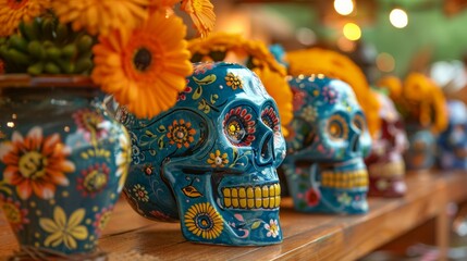 Colorful Mexican Skulls Decoration
