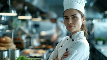 Female Chef in Restaurant Kitchen