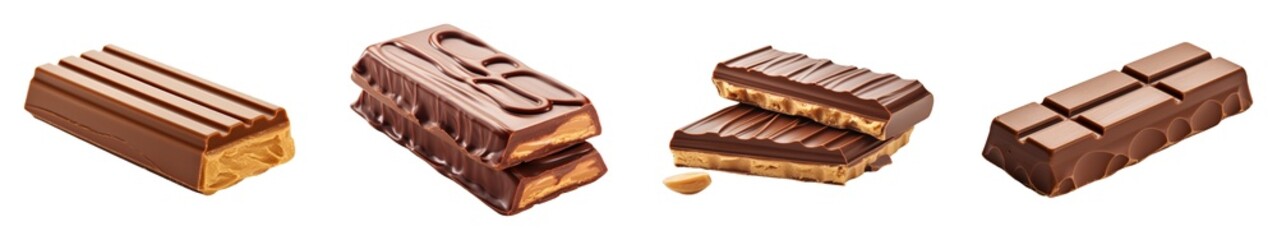 Collection of Dark Chocolate With Peanut Butter isolated on transparent png background. Generative ai - Powered by Adobe