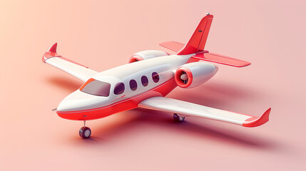 Cartoon plane on the pink background, travel concept