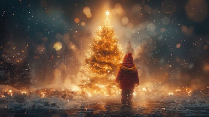 Person Standing in Front of Christmas Tree