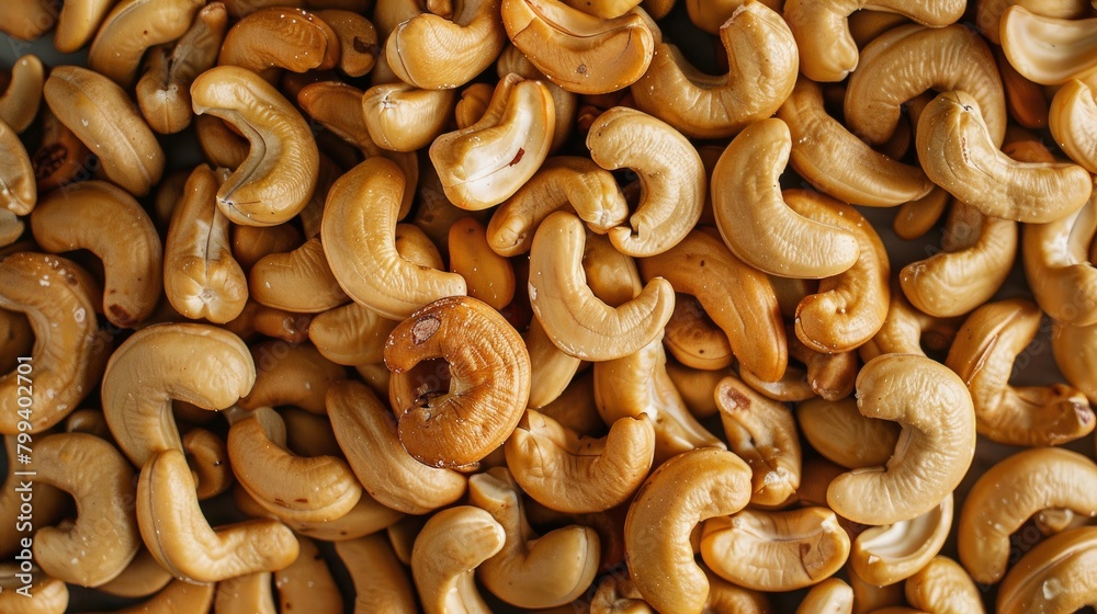 Wall mural tasty cashew nuts as background, top view - Wall murals