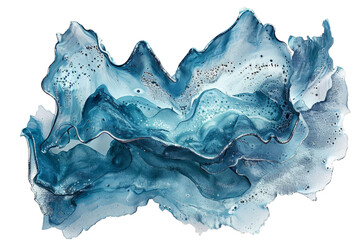 Fototapeta premium Abstract blue fluid art waves isolated on transparent background. Ocean-inspired art concept. Design for poster, print, wall art
