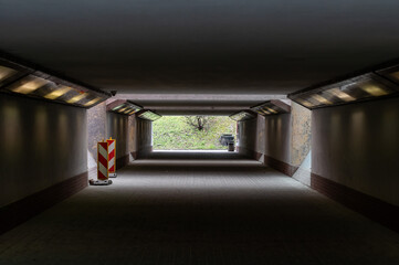 Katowice, Silesian, Poland - Pedestrian underpass at the business district under route 79