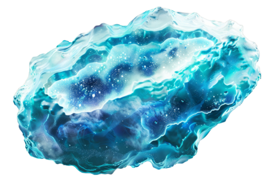 Abstract celestial nebula design in shades of blue, resembling a cosmic cloud. Galactic-themed art isolated on a transparent background