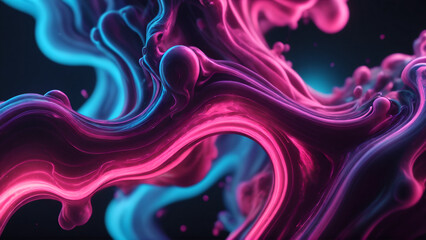 Abstract liquid background. Futuristic fluid backdrop. Pink blue color. Neon smoke. Wave shape. Flowing energy. Sci-fi stock illustration