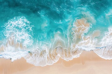 Obraz premium Beach and Ocean, Great for companies involved in nature conservation and marine ecology. The background can depict a clean beach with turquoise waves. Generative AI.