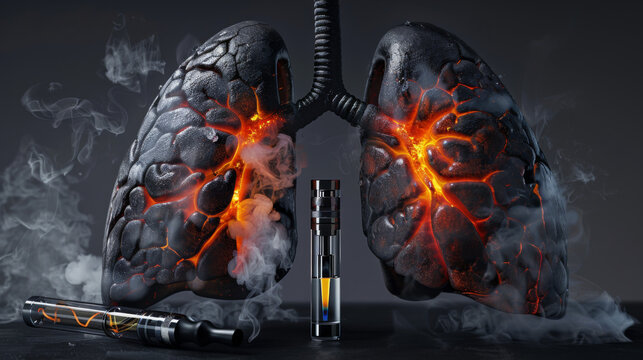 A concept of damaged lungs from the effects of vaping and smoking
