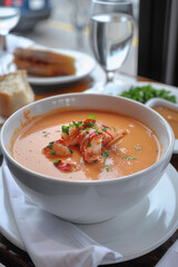 Scrumptious Lobster Bisque Presentation., Culinary World Tour, Food and Street Food