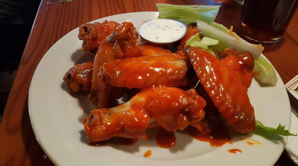 Delicious Buffalo Chicken Wings Platter, Culinary World Tour, Food and Street Food