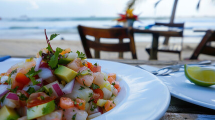 Ceviche Delight by the Shore, Culinary World Tour, Food and Street Food