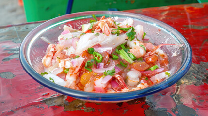 Delicious Serving of Shrimp Ceviche, Culinary World Tour, Food and Street Food