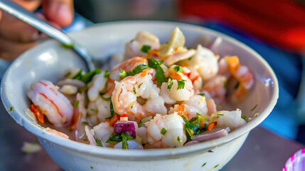 Freshly Prepared Shrimp Ceviche, Culinary World Tour, Food and Street Food