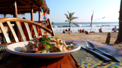 Serving of Ceviche by the Sea, Culinary World Tour, Food and Street Food