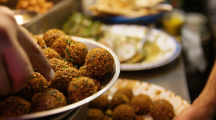 Scrumptious Serving of Falafel AerialView, Culinary World Tour, Food and Street Food