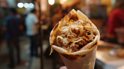 Succulent Shawarma Delight from Above, Culinary World Tour, Food and Street Food