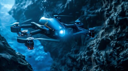 Exploring the Depths Underwater Autonomous Drone Explores Intricate Cave System