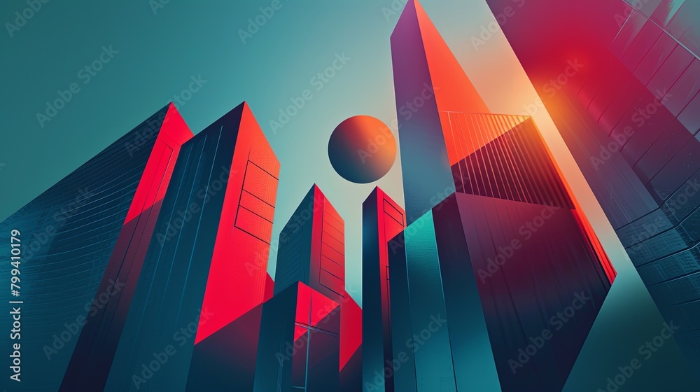 Poster abstract geometric shapes suitable for modern designs. perfect for finance, architecture, or tech pr
