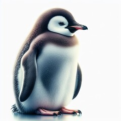 3d penguin  on white - obrazy, fototapety, plakaty