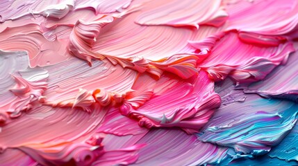   A tight shot of a paint palette displaying various shades of pink, blue, red, and purple