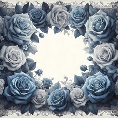 Hintergrund, Wallpaper: Rahmen aus blauen Rosen