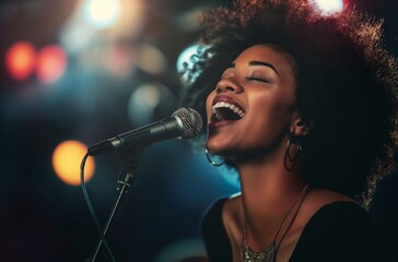 Joyful singer stage performance