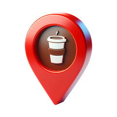 Obraz premium Map pointer with coffee cup. cut out.