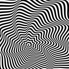 Optical illusion tunnel. Black and white op-art tunnel.