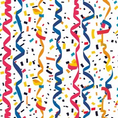 Fototapeta premium Simple Seamless Birthday Streamers and Confetti Pattern