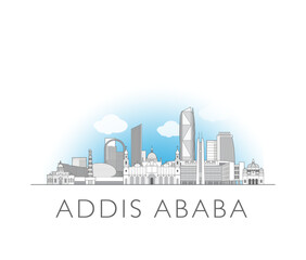 Fototapeta premium Addis Ababa, Ethiopia cityscape line art style vector illustration