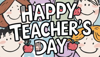 Happy Teachers Day Background Poster Design with doodle art