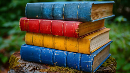 Stack of Books on Wooden Table