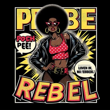 Black Woman in rebel-inspired pop art graffiti street