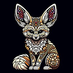 Darling fennec fox mosaic style