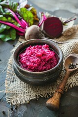 beetroot puree. selective focus