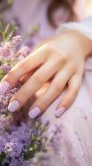 Fototapeta premium purple manicure nail polish treatment, ai