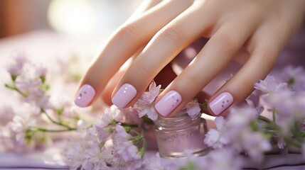 Fototapeta premium purple manicure nail polish treatment, ai