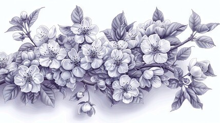   A picture of multiple flowers on a white background, with a monochrome depiction of the same flowers against a white backdrop and bordered in black and white